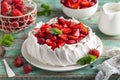 Pavlova cake with fresh strawberry