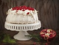 Pavlova cake with pomegranate