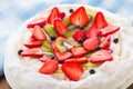 Pavlova cake with strawberry Royalty Free Stock Photo