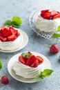 Pavlova cakes with fresh strawberry