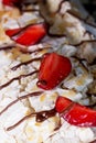 Pavlova - meringue cake with fresh strawberries. Royalty Free Stock Photo