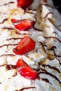 Pavlova - meringue cake with fresh strawberries. Royalty Free Stock Photo