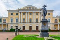 Pavlovsk palace and Pavel the first monument, Saint Petersburg, Russia Royalty Free Stock Photo