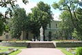 Statue `Justice` in Big Circles. Pavlovsky Park. The city of Pavlovsk.