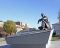 Monument to People's Artist of the USSR and famous actor Vyacheslav Tikhonov in Pavlovsky Posad. Sunny autumn view.