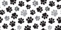 Paw cat or dog seamless pattern, pet foot print, animal vector background. Bear, panda, tiger step texture, stamp repeat foot Royalty Free Stock Photo