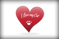 Paw cat love heart logo vector design