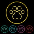 Paw Flat Icon Neon Style