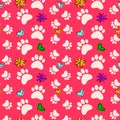 Paw floral print background. Royalty Free Stock Photo