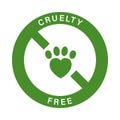 Paw Footprint in Heart Animal Love Pictogram. Cruelty Free, No Tested on Animals Pet Imprint Silhouette Icon. Product No Royalty Free Stock Photo