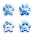 Paw footprint icon, animal foot print, dog step, wolf trail, bear trace silhouette, paw footprint on white