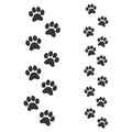 Paw footprints of dog or cat, parent and cub, adult and child. Animal tracks. Cute children, baby background, print on textile,