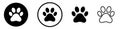 Paw icons set. Paw vector print sign and symbol Royalty Free Stock Photo