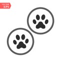 Paw logo of cat or dog animal pet. Vector paw footprint in circle icon - Vector Royalty Free Stock Photo