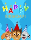 Paw patrol birthday card blue Royalty Free Stock Photo