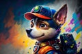 Paw Patrol Chese abstract background acryl painting. Generative ai