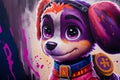 Paw Patrol Skye abstract background acryl painting. Generative ai