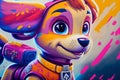 Paw Patrol Skye abstract background acryl painting. Generative ai