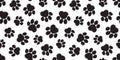 Paw pet vector seamless pattern, dog or cat footprint texture, animal background, grunge stamp repeat, foot track wallpaper Royalty Free Stock Photo