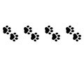 Paw for pets, dog or cat. Footprints paws. Cute animal footprint. Pattern foot pet for design prints. Black border shape steps on