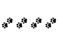 Paw for pets, dog or cat. Footprints paws. Cute animal footprint. Pattern foot pet for design prints. Black border shape steps on