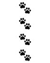 Paw for pets, dog or cat. Footprints paws. Cute animal footprint. Pattern foot pet for design prints. Black silhouette shape steps