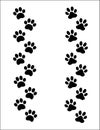 Paw print animal track set banner divider border.