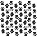 Paw print background. Footprint. Seamless background with footprint of dog, animal. Vector illustration