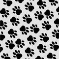 Paw print background. Footprint. Seamless background with footprint of dog, animal. Vector illustration