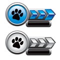 Paw print on blue and silver arrow nameplates Royalty Free Stock Photo