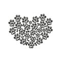 Paw print with bones vector icon