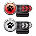 Paw print on checkered red and white arrows Royalty Free Stock Photo