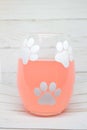 Paw Print Clear Wine Glass