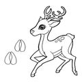 Paw print with Deer Coloring Page vector Royalty Free Stock Photo