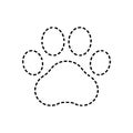 Paw print dog or cat. Pet step. Black silhouette paws isolated on white background prints design. Check footprint animal. Mark Royalty Free Stock Photo