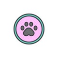 Paw print filled outline icon