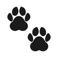 Paw print. Footprint silhouette on white background. Vector illustration