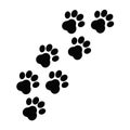 Paw print, footsteps isolated on white background. Silhouette of toe marks monochrome stock vector illustration. Abstract