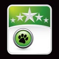 Paw print on green star background Royalty Free Stock Photo