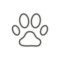 Paw print icon vector. Line dog footprint symbol.