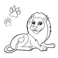Paw print with Lion Coloring Pages vector Royalty Free Stock Photo