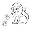 Paw print with Lion Coloring Pages vector