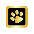 Paw print logo icon golden Royalty Free Stock Photo