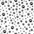 Paw print pattern seamless . Traces of Cat Textile Pattern