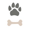 Pets paw and bone. Animal footstep icon. Royalty Free Stock Photo