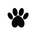 Paw print pets heart love concept abstract icon symbol.