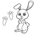 Paw print with Rabbits Coloring Pages vector