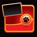 Paw print on red halftone background