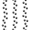 Paw print seamless pattern. Footprints for pets, dog, cat. Pet prints. Foot puppy. Silhouette shape paw. Footprint pet. Animal tra Royalty Free Stock Photo