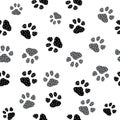 Paw print seamless. Traces of Cat Textile Pattern. Cat footprint seamless pattern. Vector seamless.EPS10 Royalty Free Stock Photo